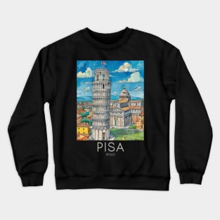 A Pop Art Travel Print of Pisa - Italy Crewneck Sweatshirt